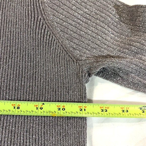 JM Collection Cardigan Women's XL Open Front Gray Silver Sparkle Glitter Stretch - Picture 9 of 13